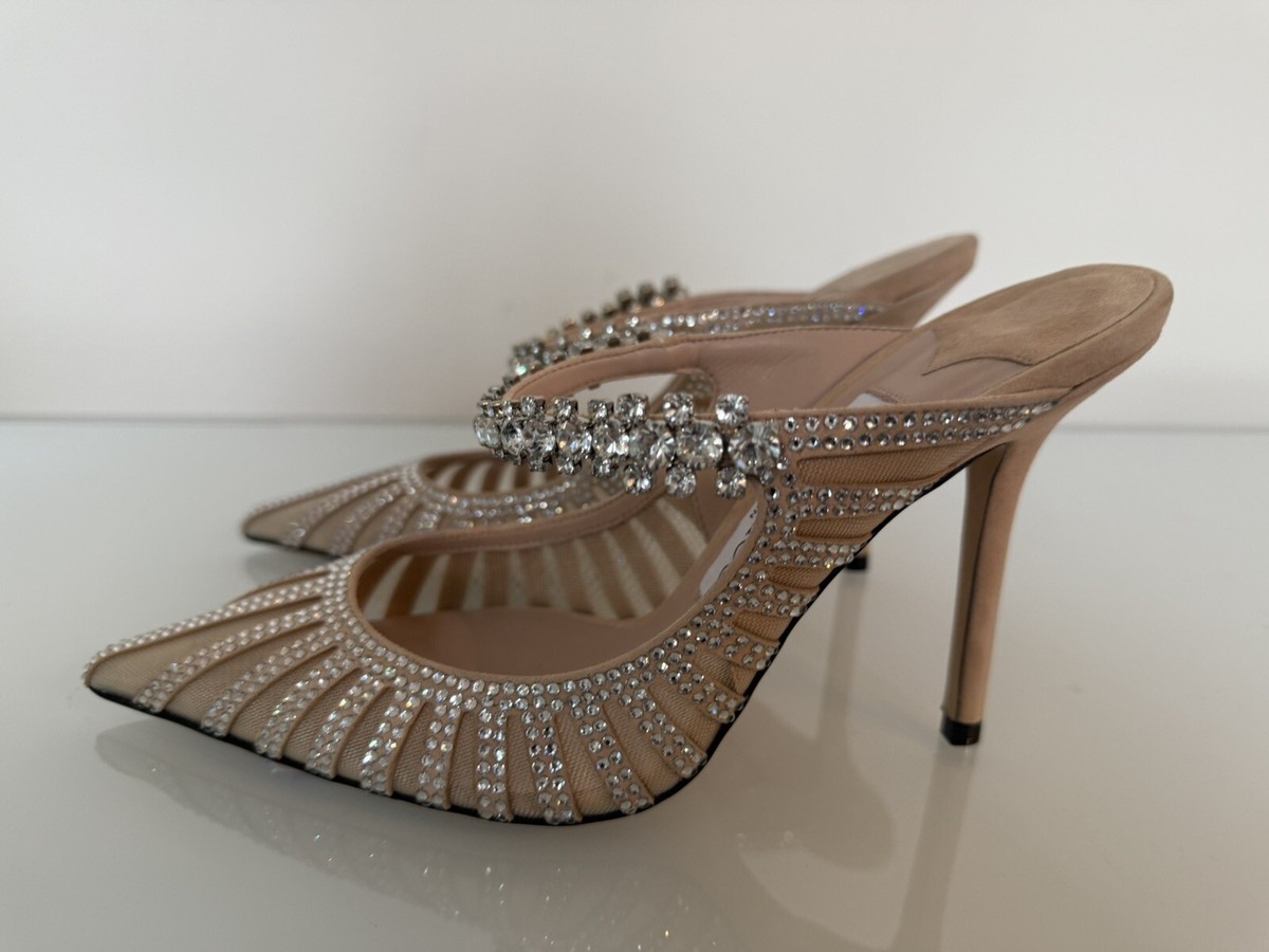 美品GLoomisIMXFR1083’9#3Line $1,950+ Jimmy Choo BING 100mm Crystal Embellished Mesh Mule