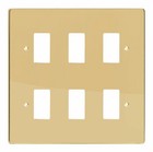 Varilight XDVPG6 PowerGrid Polished Brass 6 Gang Grid Plate (Double Twin Plate)