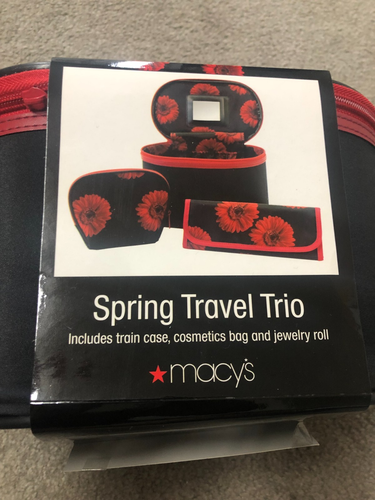 Macy's Spring Travel Trio Purse Set - Train Case, Cosmetics Bag Jewelry ...