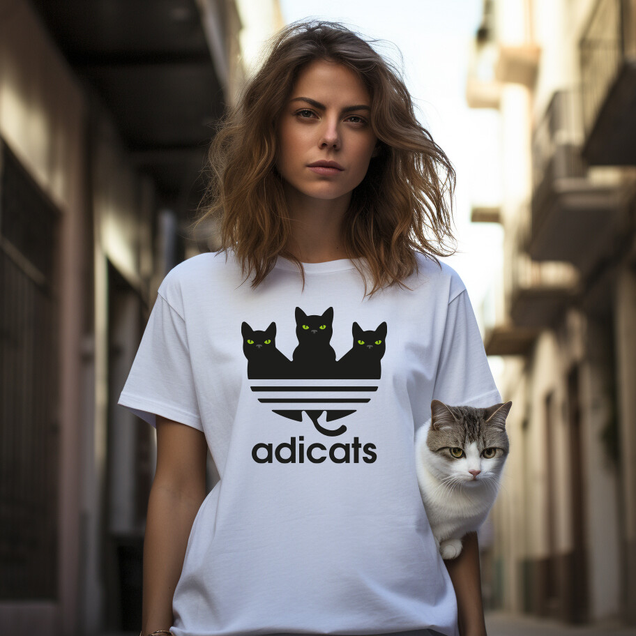 Ladies Adicats T Shirt Funny Christmas Birthday Cat Mum Kitty