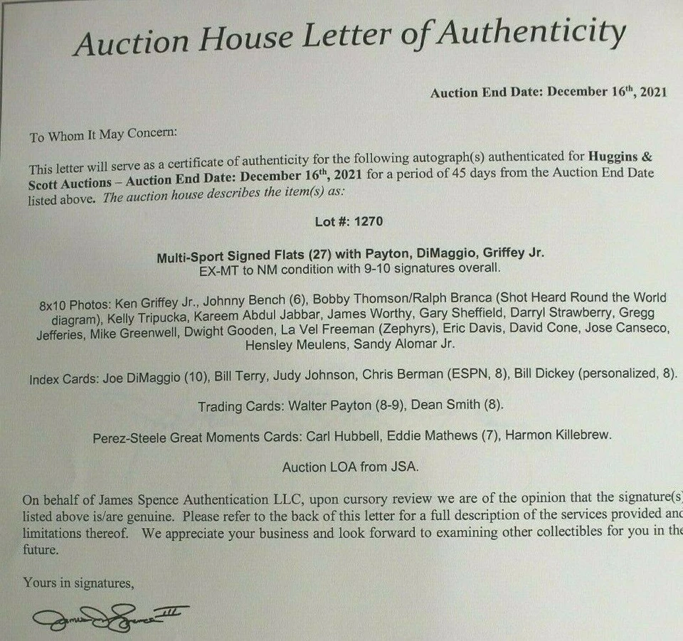 Bill Terry (d.1989) HOF Autographed 3x5 Index Card NEW YORK GIANTS JSA - Image 3 of 4