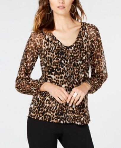 petite animal print blouse