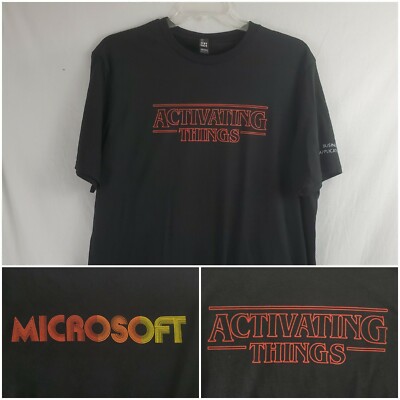 New XL Microsoft ''Activating Things'' 80s Retro T-Shirt, Black