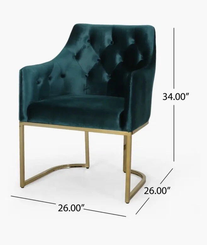 Merax Luxurious Modern Glam Club Chair in Emerald- USED - Image 4 of 4