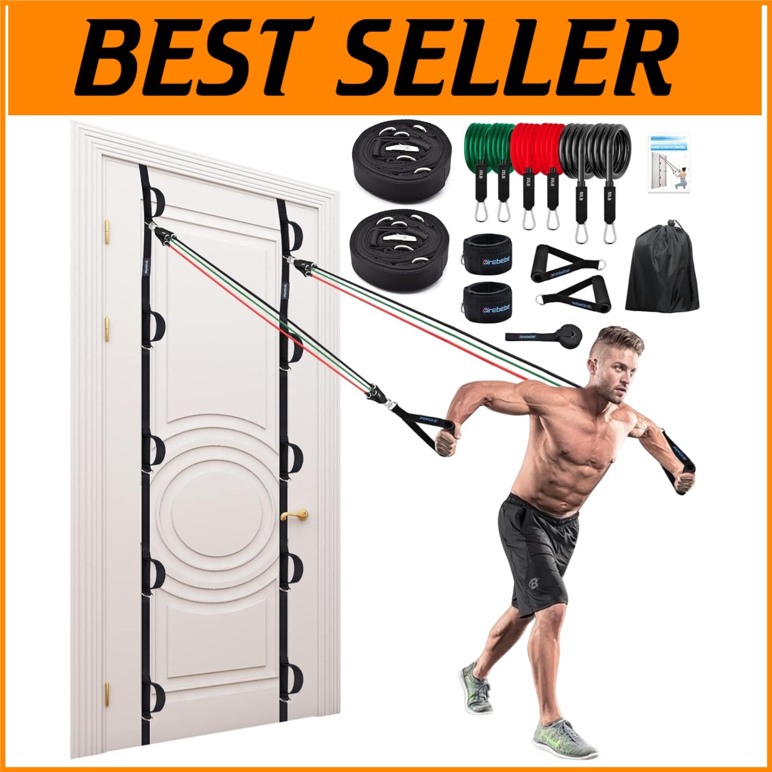 Sturdy Portable Resistance Bands Door Anchor with 5 Adjustable Heights