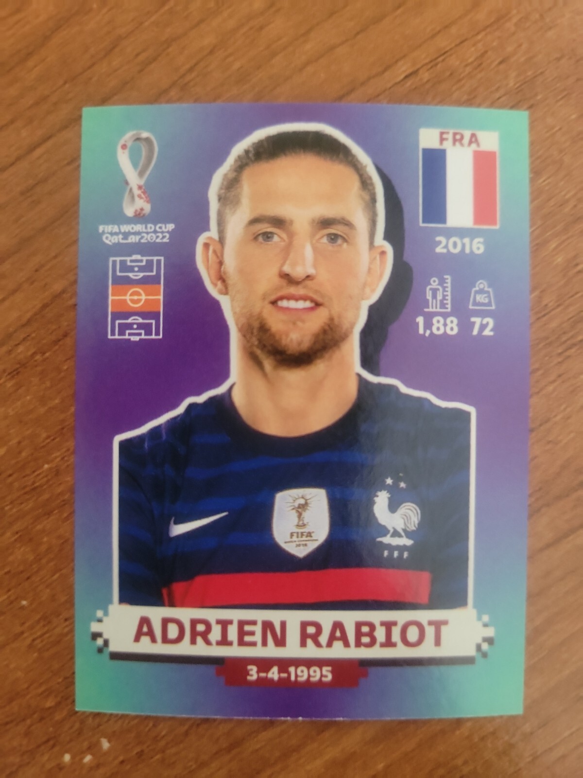 2022 FIFA World Cup Sticker Mexican Edition No Borders Adrien Rabiot FRA 13