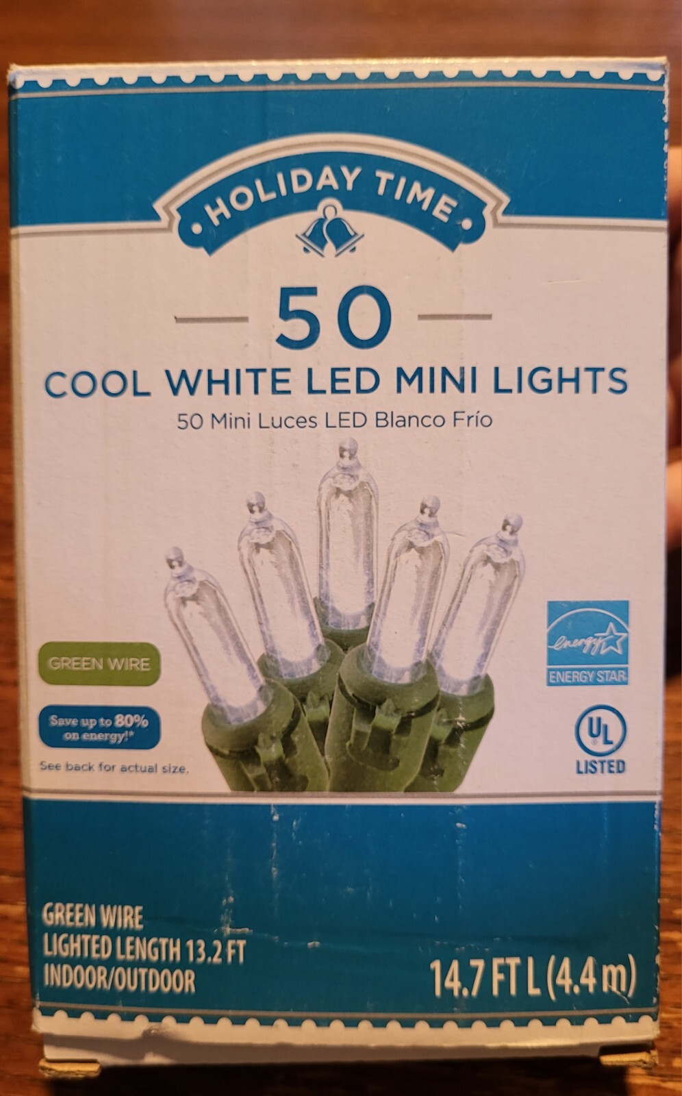 Holiday Time/WEDDING 50 LED Cool White Mini Lights Green Wire In/Out 14