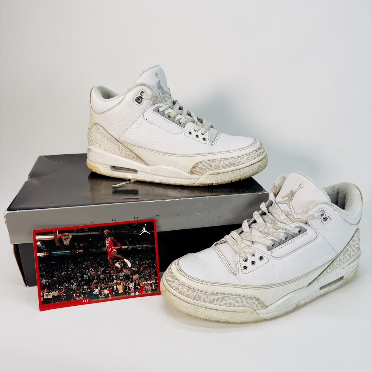 Jordan 3 Retro Pure Money White Metallic Silver 2007 UK8.5 Jordan 3 Retro Pure Money White Metallic Silver 2007 UK8.5