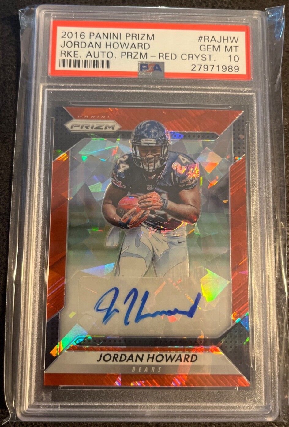 Jordan Howard Panini Prizm Rookie Autograph Prizm #RAJHW Red Crystal