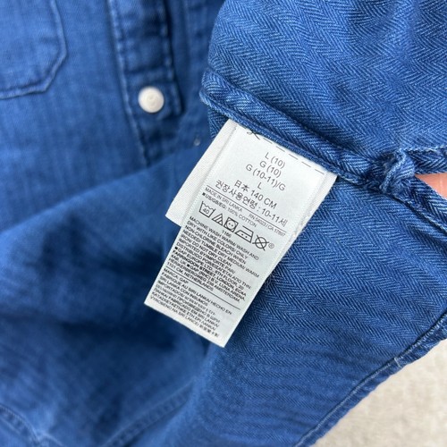 Gap Shirt Kids Size 10 Blue Long Sleeve Button Up Chambray Denim - Picture 6 of 10