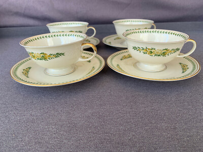 Eschenbach Roswitha Baronet China Greenbriar Tea Cups & Saucers - Set of 4 - Vtg