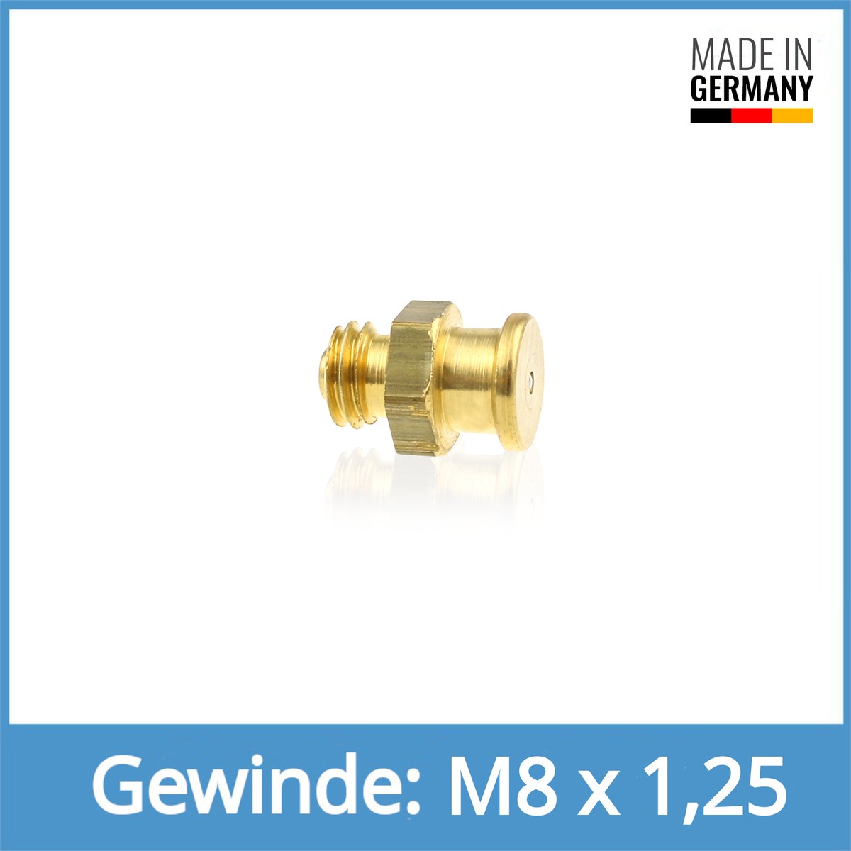 Produktbild von DIN 3404 M8 X 1,25 Flachschmiernippel – Stahl Verzinkt, Form M4, 10 Mm Kopf, 6kant 11 Mm