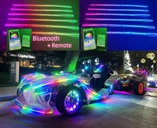 6PCS 4FT CHASING Flow Strips for Polaris Slingshot Front Hood Lights APP +Remote