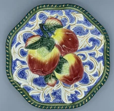 Fitz and Floyd 9”  Octagonal Hanging Plate Apples Pattern