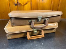 Lot of 2 Vtg Brown Faux leather Audio Cassette Storage Case Holds 60 Total