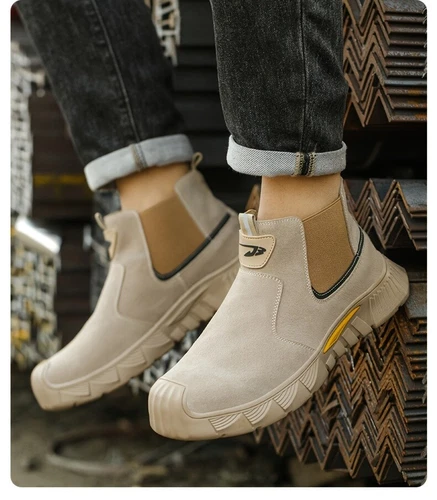 Herren Stahlkappe Arbeit Sicherheitsstiefel Rindsspaltleder Obermaterial Schweißen Funkenfrei - Bild 15 von 18