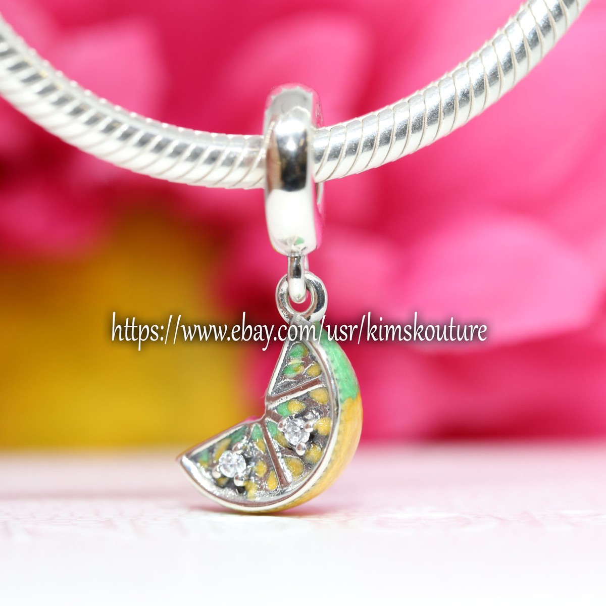 Pandora Charm – Lemon Slice Sparkling Fruit Dangle Sterling Silver