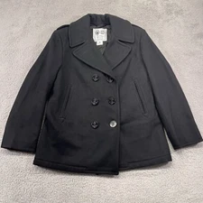 Military Pea Coat Womens 12 Black Wool Quarterdeck Defense Logistics Agency