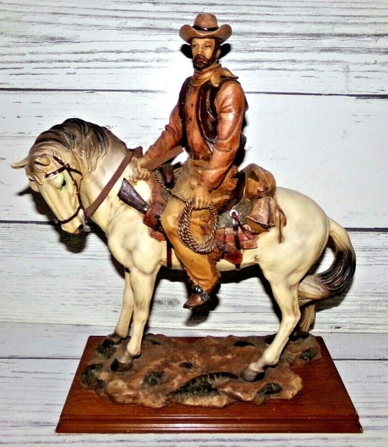Large Resin Cowboy on Horse Figurine Statue Figure eBay
