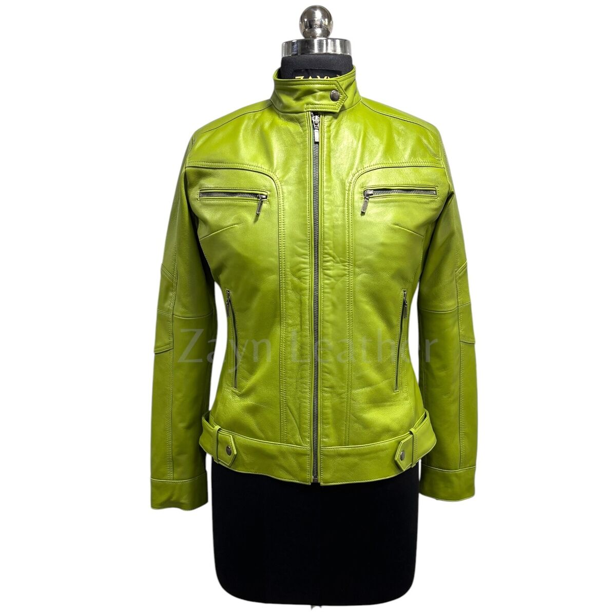 Women's Lime Green Real Leather Jacket Soft Lambskin Women's Lime Green Real Leather Jacket Soft Lambskin