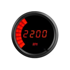 3 3/8" Universal Memory Digital Tachometer Bargraph Gauge Red LED Black Bezel