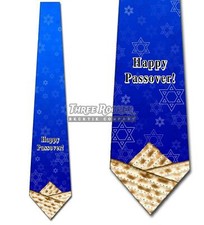 Happy Passover Neckties Mens Matzo Star of David Tie Jewish Holiday NWT
