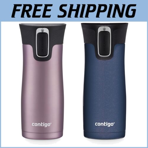 16oz Stainless Steel Travel Mug Set - Leak-proof, Hot for 5 Hours, Cold for 12