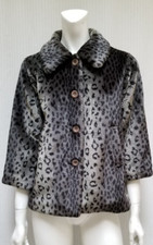 Vintage L'il Tiger Black Gray Faux Fur Coat Jacket Super Soft - Size S - Euc