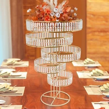 Wedding Gold Crystal Flower Stand Round Pedestal Stand Crystal Flower Stand NEW