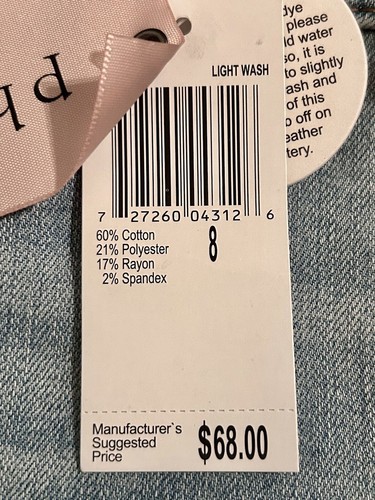 NWT Philosophy Jeans Women’s 8 Light Wash Blue Denim 30x30” Embroidered Floral - Afbeelding 6 van 24