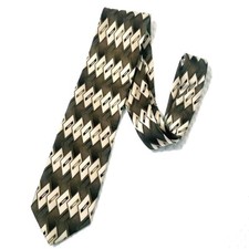 Mens Puritan Brown Beige Silk Necktie