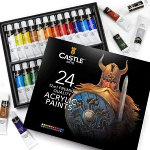 Castle Arts 24 Teiliges Acrylfarben Set - Neu Gewerblich - Afbeelding 1 van 4