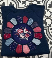 Vintage 1990s Floral Flower Blue Crewneck Pullover Jumper 90s Sweatshirt Medium
