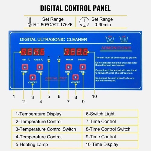 Ultraschallreiniger 2L 6L Digital Timer Edelstahl Bad Gläser Uhr Reinigen - Bild 5 von 32