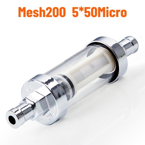 Universal Gas Diesel Fuel Filter ​Clear View Inline 3/8" Chrome Hose Barb ​ - Picture 3 of 14