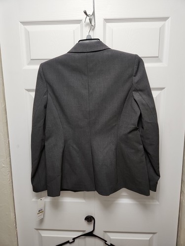 Calvin Klein One Button Blazer Womens 14 Poly Rayon Blend Charcoal Gray - Picture 7 of 7