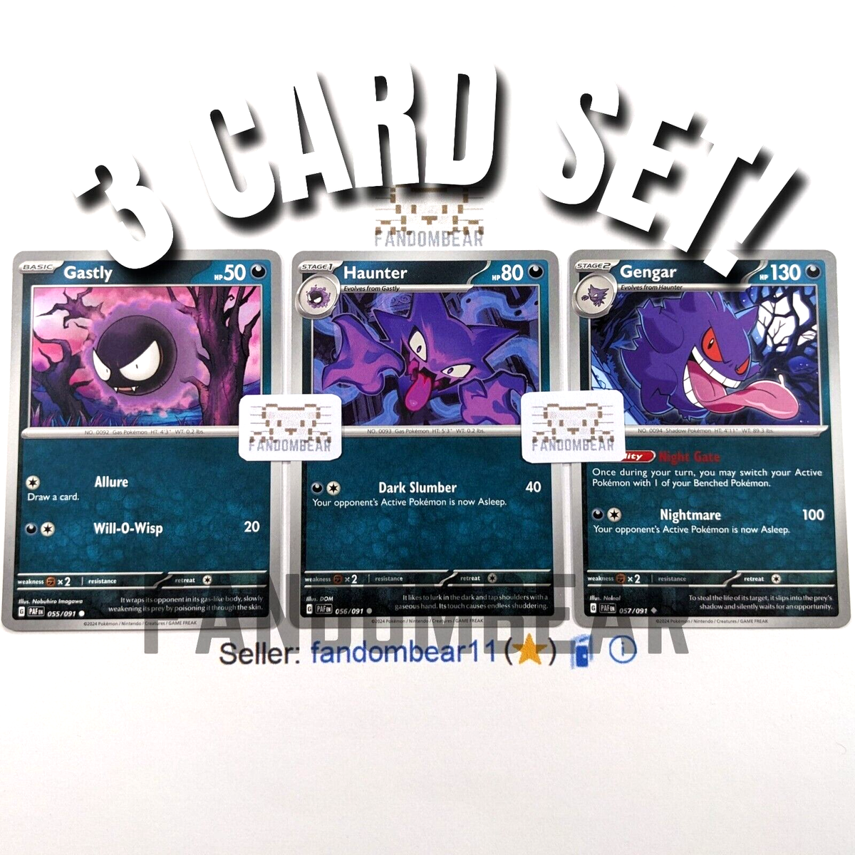 2024 GENGAR GASTLY HAUNTER 3 CARD EVOLUTION SET SV Paldean Fates