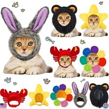 5-Piece Cat  Dog Costume Set - Bunny Hat  Lion Mane Cap - Adjustable Headwear