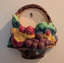 Vintage Fruit Basket Wall Pocket Japan 6"x6" Exc Condition