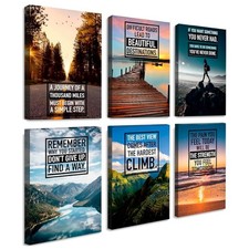 Set of 6 Framed Motivational Canvas Prints - 11x17 Inch Inspirational Wall Art