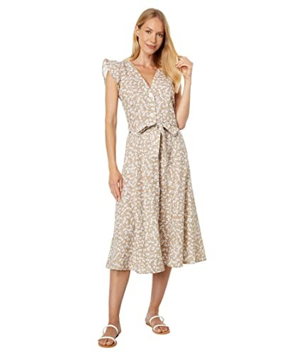 Tommy Hilfiger Womens Tan V-Neck Calf-Length Midi Dress Size 2