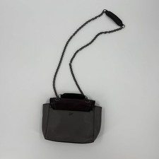 DVF Diane Von Furstenberg Gray Leather Chain Strap Shoulder Bag