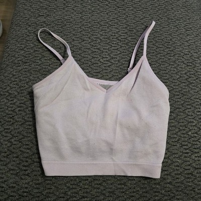 Primark Ribbed Seamless Cami Womens Small Lavender V-Neck Cropped Tank Top