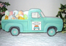 Easter Bunny Wooden Sign Shelf Sitter - Truck Chicks Eggs - Tabletop - New