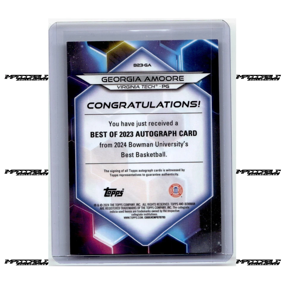 2023-24 Bowman U Best - Red #B23-GA Georgia Amoore Rookie Auto 10/10 - Image 2 of 2