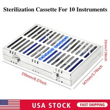 DENTAL AUTOCLAVE STERILIZATION CASSETTE RACK BOX TRAY FOR 10 INSTRUMENT USA