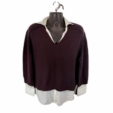 Brochu Walker The Looker Layered V Neck Pullover Sweater Wool Cashmere Large