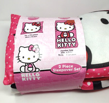 Hello Kitty Soft Plush 2-piece Sleepover Set Pink Red 30" x 54" Pillow 11" x 17"