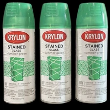 KRYLON Stained Glass Spray Paint Summer Green 11.5 oz Can Lot Of 3 New