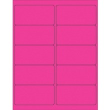 4 x 2" Fluorescent Pink Rectangle Laser Labels-10 Labels per Sheet-1000 per Case